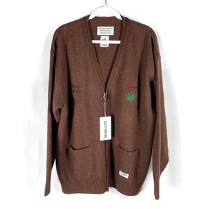 Wacko Maria Guilty‎ Parties High Times Cardigan Sweater Brown Wool Knit Mens XL